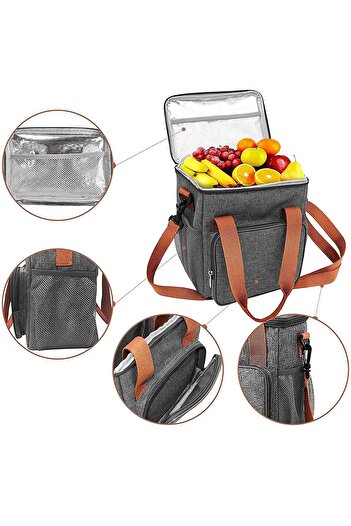 Flippy Thermal Insulated Bag, Flippy, Multifunctional, 1 Main Compartment, Waterproof, 25x22x15 cm, Gray