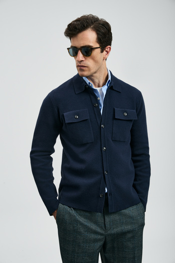 Lufian Igor Men's Cardigan Navy Blue