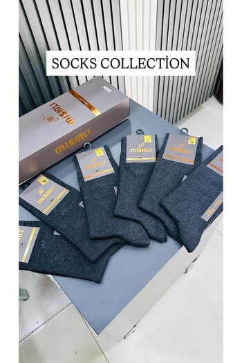 Mısırlı Anthracite 4 Season Modal Yarn Soft Texture (Not Causing Sweat or Odor) Men's Socks with m Logo (6 Pieces)