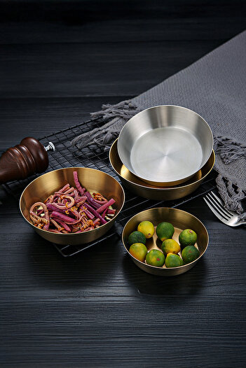 Vadi Stainless Steel Silver Round Mini Serving Sauce Presentation Plate – Salad Fruit Bowl 12.5 cm