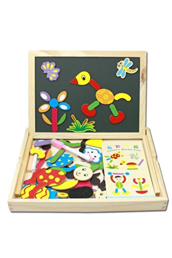 İSP Interactive and educational wooden toy "ISP blackboard & whiteboard" 2 in 1, with magnetic board