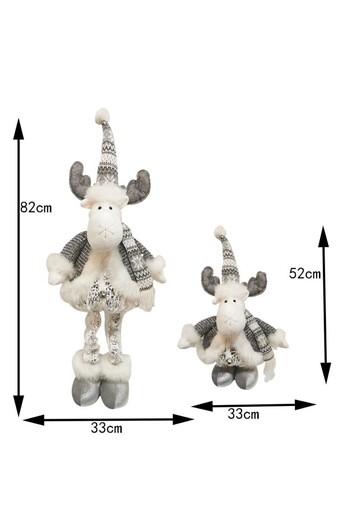 Flippy De Crăciun, Flippy, Ren, Picioare telescopice, Înălțime reglabilă 52-82 cm, Alb/Argintiu