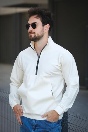 Oksit Barrac Two Thread Zipper Half Turtleneck Slim Fit Men's Sweatshirt