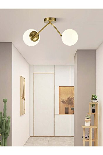 RFAN Chandelier, Model N36377-2, With Lampshades, 2 X E27, Gold
