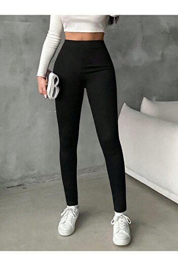 Pulli Collection Black High Waist Black Corduroy Skinny Pants |   Tights
