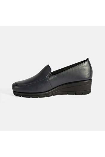 Desa Women's Navy Blue Desacomfort Wedge Heeled Leather Shoes