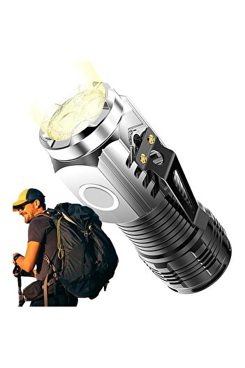 Flippy Lanterna cu 3 Nuclee Led, Flippy, Incarcare USB, Autonomie 4-20h, Raza Maxima 100-200 m, 5W, 4 x 4 x