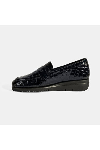 Desa Women's Navy Blue Desacomfort Wedge Heeled Leather Shoes