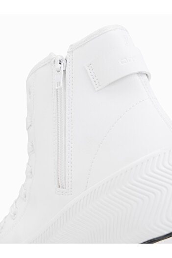 OMBRE Herren High-Top-Sneaker mit Reißverschluss zum einfachen Anziehen - weiß V2 OM-FOTH-0184 42