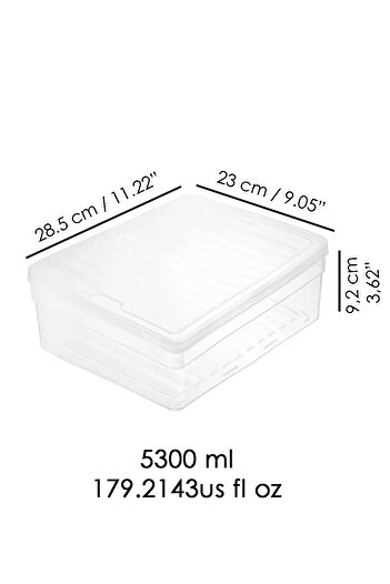 Meleni Home 1 Adet Derin Mikrodalga Uyumlu Saklama Kabı - Organizer Düzenleyici Gıda Erzak Kabı 5300 ml Şeffaf