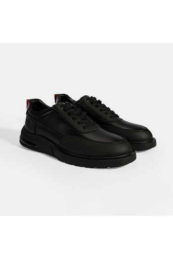 Desa Men's Black Lace-Up Leather Casual Shoes