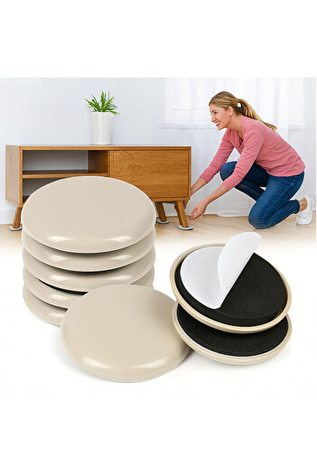 zola Set of 8 self-adhesive floor protectors, Zola, diameter 4.2 cm, furniture moving, beige