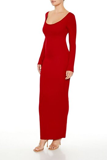 Forever 21 Yuvarlak Yaka Vücuda Oturan Maxi Elbise