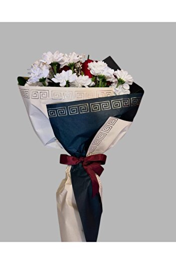 COLORPAK Flower Bouquet Wrapping Paper (Black-Roman-Pattern) 57X57Cm 5 Pieces
