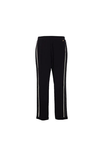 Liu Jo Women's Straight Leg Black Pants with Bright Stripe Detail on the Sides Tf5294Ts423-09Z49