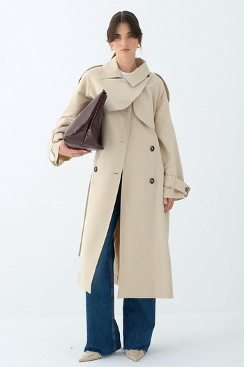 diesre Pocket Collar Trench Coat 5983 - Stone Color