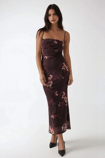 Hiccup Patterned Strap Bodycon Maxi Dress