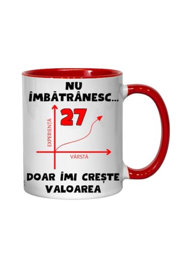 T&M Personalizare Personalized Mug - I Don’t Age, 27 Years, I Just Gain Value, Red, 330ml