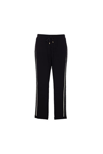Liu Jo Women's Straight Leg Black Pants with Bright Stripe Detail on the Sides Tf5294Ts423-09Z49