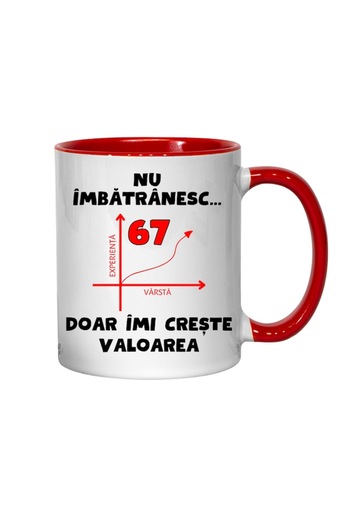 T&M Personalizare Personalized Mug - Aging 67 Years with Red Interior, 330ml