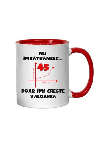 T&M Personalizare Personalized Mug - Not aging, 45 years, just gaining value, red interior, 330 ml