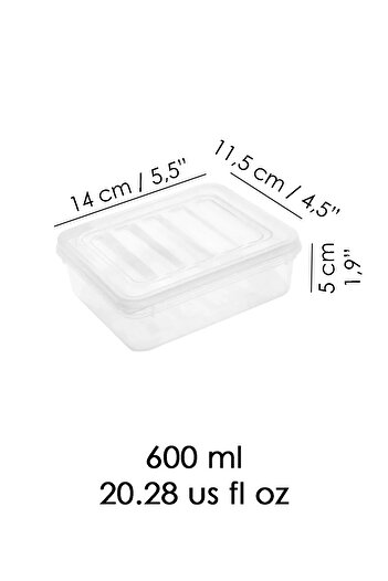 Meleni Home 1 Adet Mikrodalga Uyumlu Saklama Kabı - Organizer Düzenleyici Gıda Erzak Kabı 600 ml Şeffaf