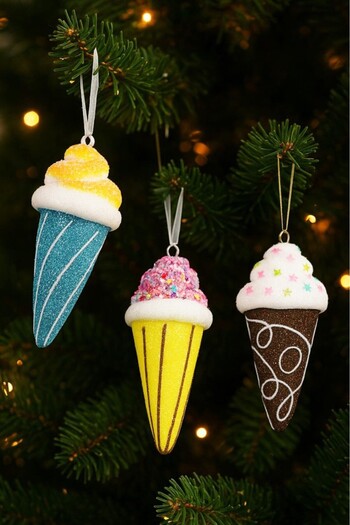 BeySüS Christmas Pine Tree Ornament Ice Cream Set of 3