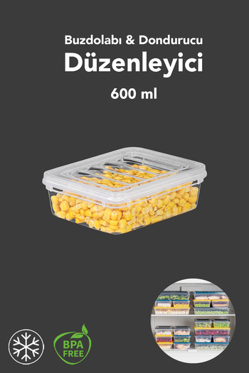 Meleni Home 1 Piece Microwave Compatible Storage Container - Organizer Food Storage Container 600 ml Transparent