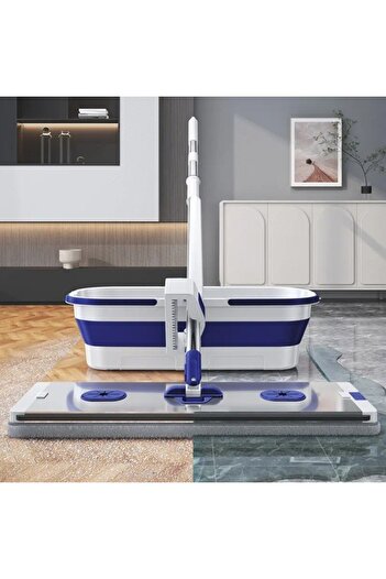 Flippy Flat Mop, Foldable Bucket, 2 Microfiber Refills, 127 cm Telescopic Pole, Liquid Container