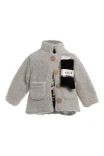 Mamboo Jacket with Faux Fur and Long-Sleeve Blouse for Baby Girl