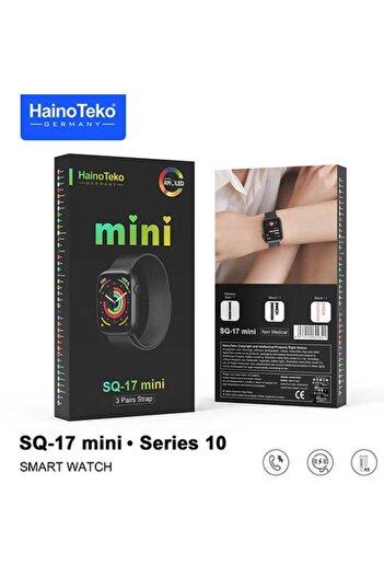 Generic Sq-17 Mini Series 10 Smart Watch with Amoled Display, 3 Pairs of Straps, and Wireless Charger