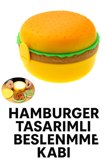 Yenilig Hamburger Design Lunch Box – Fun, Multi-Compartment, Durable Storage and Lunch Container