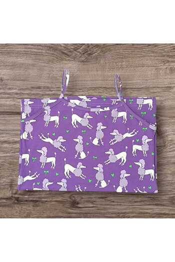 ESTA STORE Purple Dog Print Tank Top with Straps
