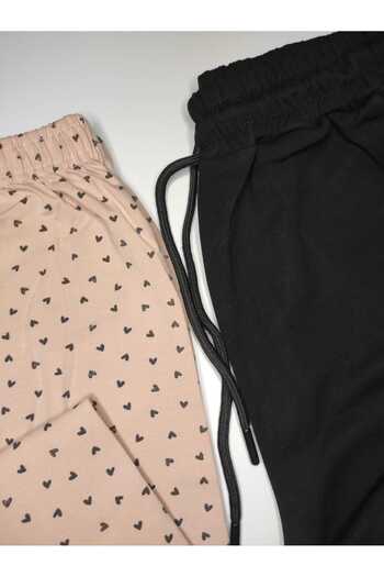 DÜVEN 2-Piece Women's Single-Layer Modal Wide-Leg Sweatpants & Cotton Pajama Bottoms