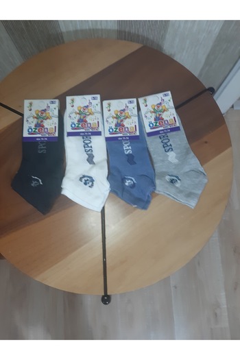 Butik Boy's 4-Pack of 90% Cotton Booties Socks with Writing Pattern