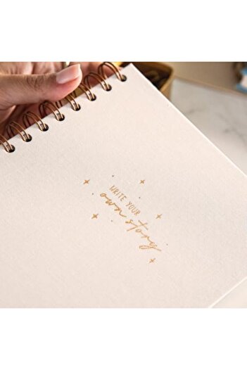 STOREMAX Snshop A5 Spiral Bound Hardcover Linen Lined Undated Notebook Cream 467437