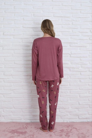 Pijamoni Women's Milan Fabric Crew Neck Pajama Set - K. Pink
