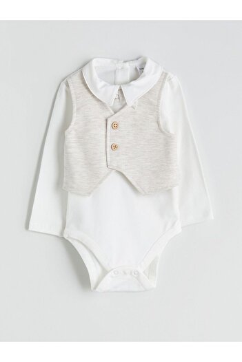 LC Waikiki Lcw Baby Baby Boy Snap Fastener Bodysuit and Sweatpants Set of 2