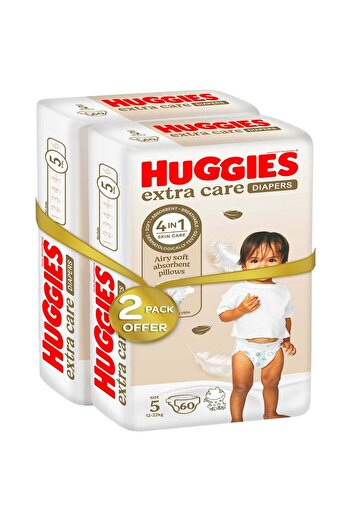 Huggies Extra Care, Size 5, 12-22 kg, Twin Jumbo Pack, 120 Diapers
