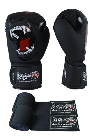 Dragondo Gorilla Kick Boxing Gloves Boxing Gloves Muay Thai Boxing Gloves and 3.5 Mt Bandage Set of 2