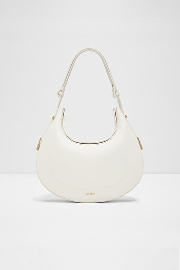 Aldo Miah - Women's Medium Size White Single Compartment Shoulder Bag with Fixed Shoulder Strap
