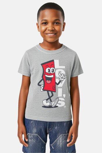 Levi's Toddlers Boy Crew Neck Brand Logo Short Sleeve T-Shirt, Grey