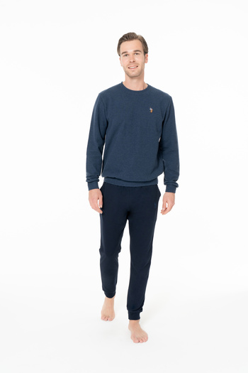 U.S. Polo Assn. Ανδρικό σετ πιτζάμες με λαιμόκοψη με ίσιο πόδι Indigo - Indigo - ASTPS18R99M5-HIND