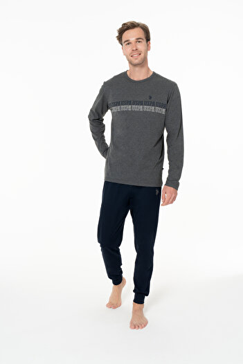 U.S. Polo Assn. Men's Crew Neck Anthracite Comfortable Home Wear - Anthracite - Bynva18J95W3-Jant