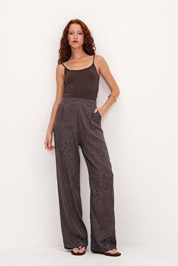 Addax Leopard Patterned Wide Leg Trousers Pn00338