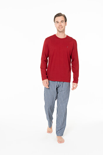 U.S. Polo Assn. Men's Crew Neck Pocket Detail Burgundy Pajama Set - Burgundy - Sreia18I97U7-Gbordo