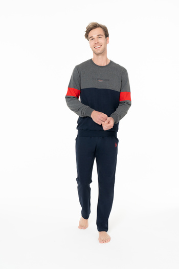 U.S. Polo Assn. Men's Color Block Anthracite Pajama Set - Anthracite - Sreia18Y93A0-Cant