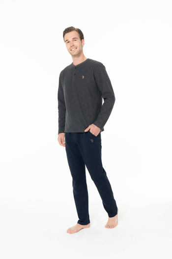 U.S. Polo Assn. Men's Collar Placket Straight Leg Anthracite Pajama Set - Anthracite - Sreia18K96Y6-Mant