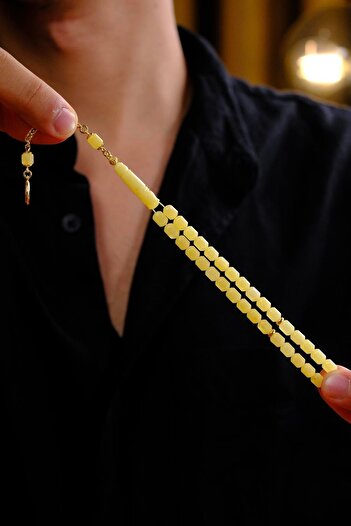 dergah tesbih Mini Wrist Length Drop Amber Crescent and Star Design Prayer Beads (Amber), (Drop Amber Prayer Beads)