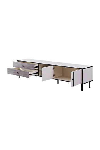 homez Modern TV Table for Living Room Entertainment Setup ,D 200 ,W 40, H 47 , Grey & Beige